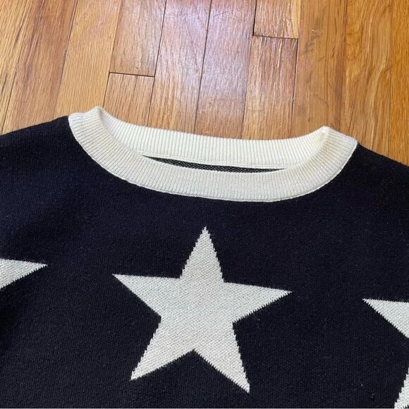 Women’s Star Sweater Size Medium Black and Silver Wool Blend New Without Tags - Picture 5 of 8
